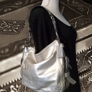 Coach Leatherware Soft Gold/Champagne Zoe Hobo Shoulder Bag